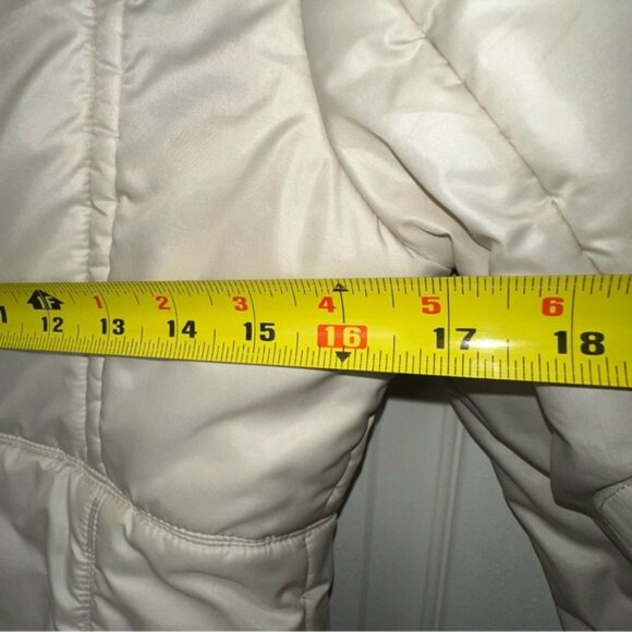 Mackage Cream Mid-length Down WOOL Leather Puffer jacket Coat with Fur Hood sz S - Picture 15 of 15